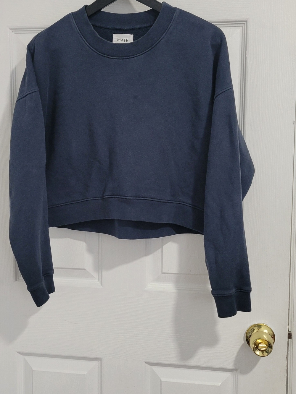 MATE Navy Cropped Crewneck Sweatshirt